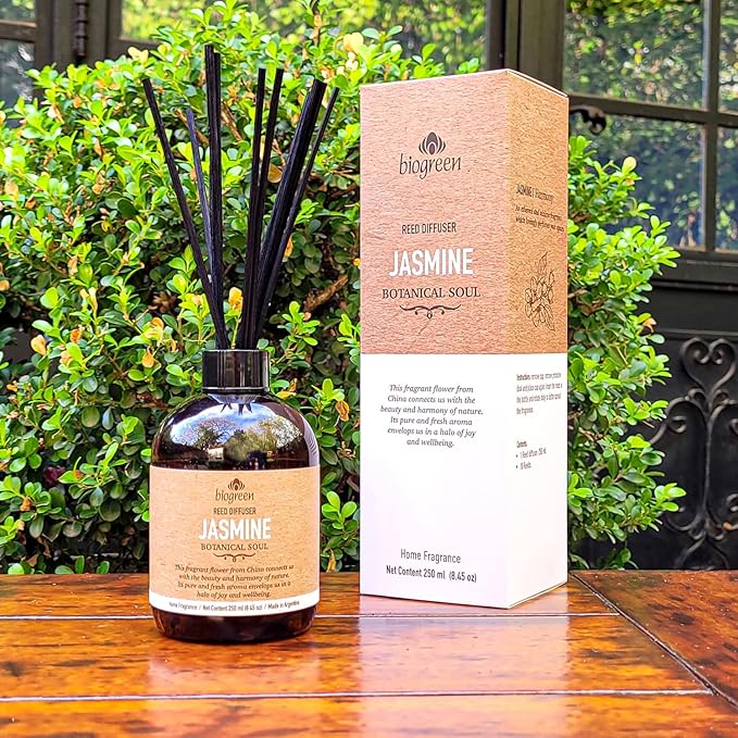 | Reed Diffuser | Jasmine | Botanical Soul | Bathroom Decor | Air freshener | 8.45 Ounce |