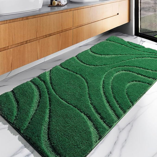DEXDE Bathroom Rugs Runner 24 x 60 Inch, Extra Long Bathroom Rug Non-Slip, Machine Washable Bath Mats Rug,Green Soft Carpets for Bedroom Shower