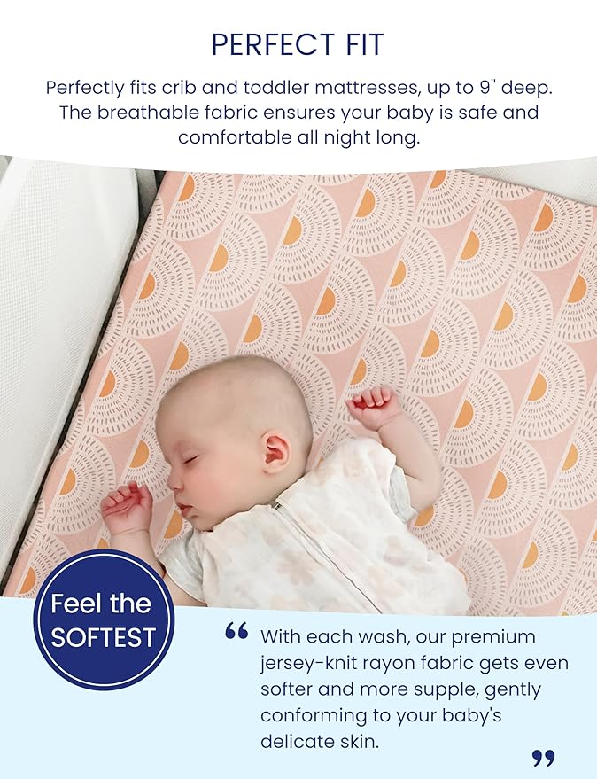 TotAha Baby Crib Sheets Boho Rainbow for Boys Girls, Hypoallergenic Crib Mattress Fitted Sheet Neutral, Ultra Soft Crib Sheets 28x52x9 Extra Deep Pocket, 2 Pack