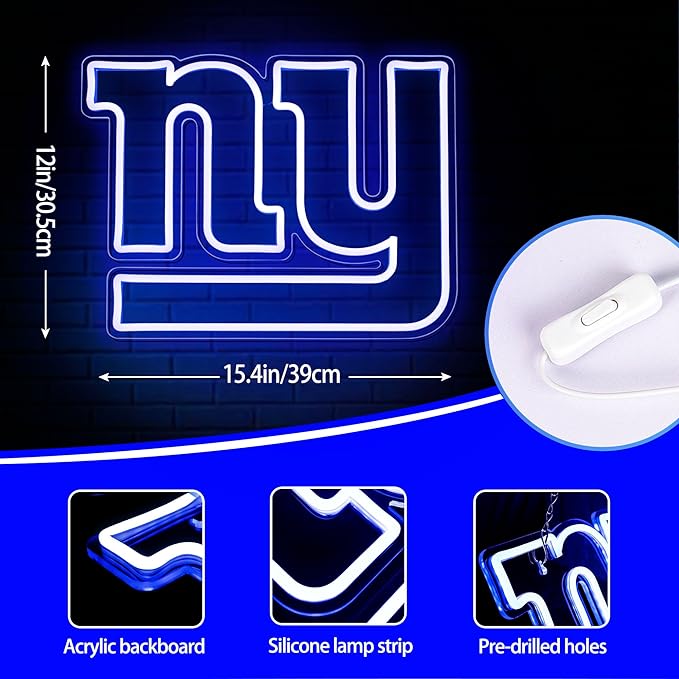 Neon Sign for Wall Decor Football Neon Light for Man Cave Birthday Gifts for Men Football Team Logo Sign for Bar Dorm Party Game Room Decor Size 16.1 * 10.6In(ZYLD059)
