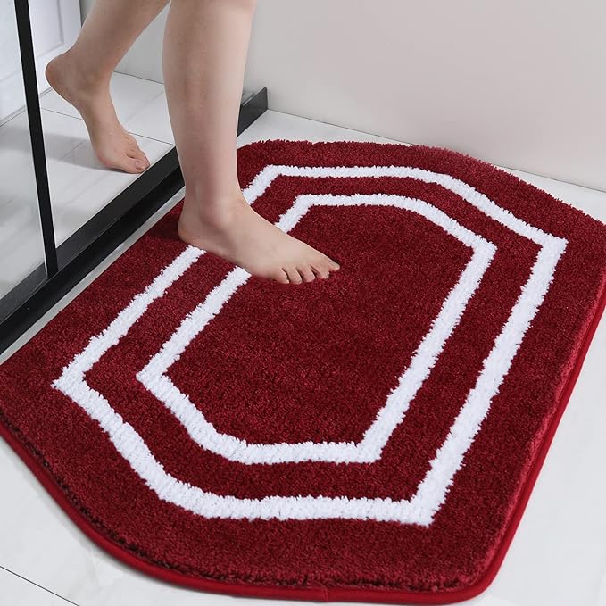 COSY HOMEER Extra Thick Bath Linen Sets Rugs - Anti-Slip Bath Mats Soft Plush 100% Strong Polyester Living Room Bathroom Water Absorbent(Red,20x32 - Inches)