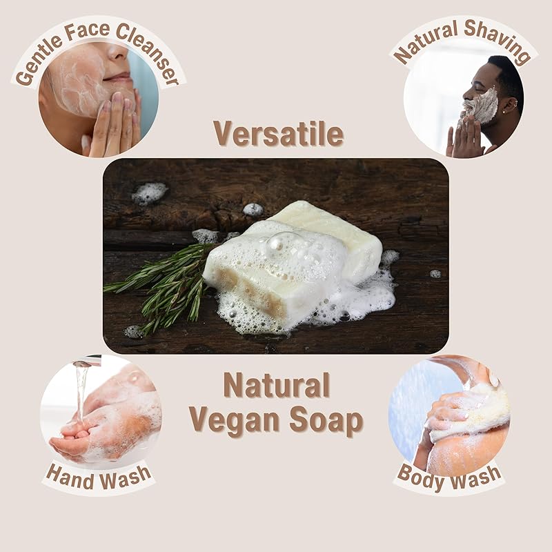All Natural Rosemary Soap | Natural Soap for Women and Men for Body, Face, and Hands | Handmade Soap | Coconut & Almond Oils with Shea Butter Rosemary (Pack of 4)