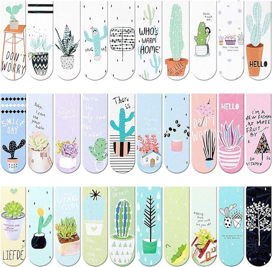 30 Pieces Magnet Magnetic Bookmarks Cute Magnet Page Markers Page Clips Bookmark for Student Office Reading Stationery (Plant)