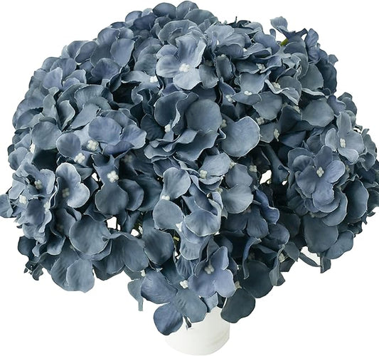 Mandy's 10 Stems Dusty Blue Silk Hydrangea Flowers – Artificial Centerpiece for Wedding & Home Decor
