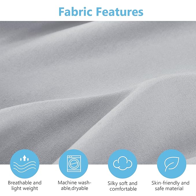 TILLYOU Baby Crib Sheets for Boys Girls, Fitted Crib Sheet 2 Pack for Standard Crib and Toddler Mattresses, Super Soft Toddler Bed Sheets, 28"x52"x8",Lake Blue& Grey