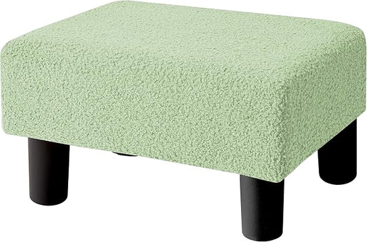 BRIAN & DANY Small Foot Stool Ottoman, Footstool with Legs, Teddy Velvet Foot Rest for Living Room, Bedroom and Office, Green
