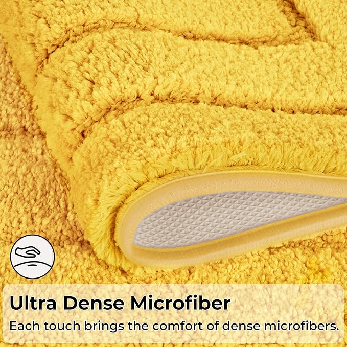 GRANNY SAYS Bathroom Rug Mat, 59" x 24" Non-Slip, Super Soft and Water Absorbent, Microfiber Bath Rug, Machine Washable, Large Bathroom Rug for Floor, Yellow