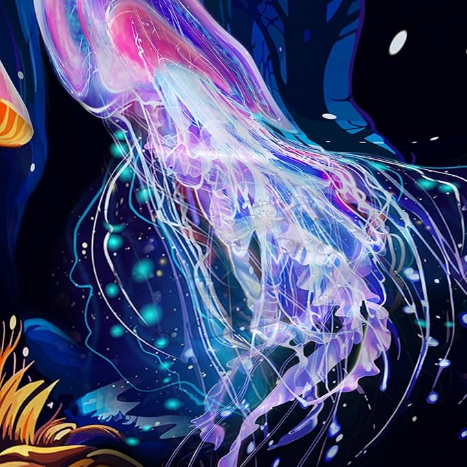 AILONEN Beautiful Jellyfish Shower Curtain,Magic Mushroom Waterproof Fabric Bath Curtain for Kids Girls,Boho Style Mysterious Planet Shower Curtain Set for Bathroom, 36" W*72" H