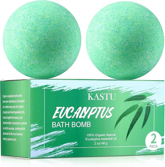 Bath Bombs Salt Balls,Eucalyptus Extract Essential Oils,Moisturizing Dry Skin,Fizzy Spa,Relaxation,Bubble Bath Bomb Gifts Idea for Men Women,100g x 2PCS