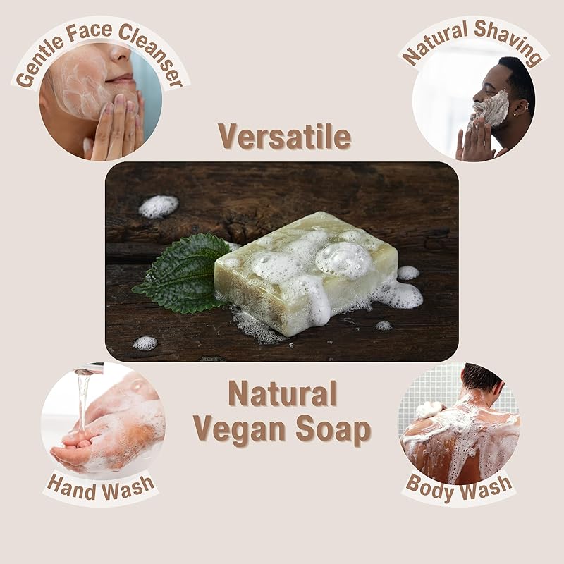 All Natural Peppermint Soap – Natural Soap for Women and Men for Body, Face, and Hands – Vegan Soap – Coconut & Hempseed Oils with Shea Butter (Peppermint -Pack of 4)