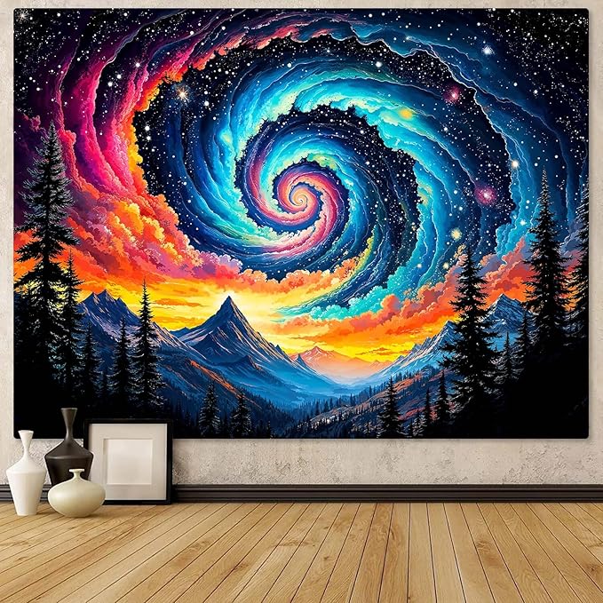 Lunerfex Mountain Tapestry Natural Wall Colorful Landscape Tapestry for Bedroom Ceiling Tapestries Wall Hanging for Bedroom Living Room Wall Decor Mountain-1 44"x60"