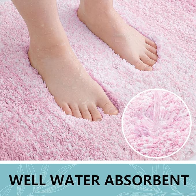 Arotive Microfiber Bathroom Rugs, Shaggy Soft and Absorbent Bath Rug, Non-Slip, Thick Plush Machine Washable Dry Bath Mats for Bathroom, Tub and Shower, 47x24, Mauve