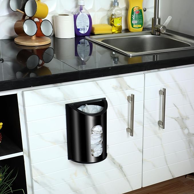 Utopia Kitchen Grocery Plastic Bag Holder and Dispenser Small, Easy Wall Mount Bag Saver, Stainless Steel, Black