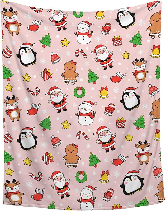 Christmas Blanket for Couch, Sofa, Bed, Living Rooms - Holiday Decor Gift for Girls Boys, 40"x50" Kids/Throw Size