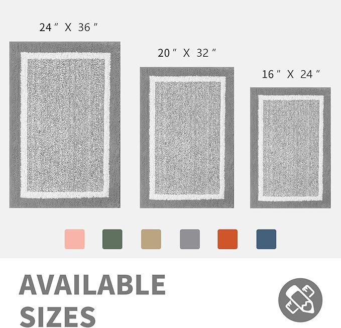 CozeCube Bath mats for Bathroom Non Slip, Fluffy Shaggy Bath Rugs for Bathroom Washable, Extra Soft and Absorbent Microfiber Bath Rugs for Shower Sink, Kitchen Sink, Light Grey, 16" x 24"