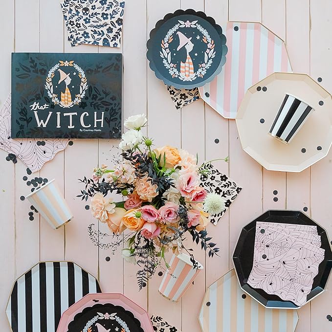 That Witch Halloween Paper Party Napkins by Bonjour Fete | Disposable Napkins, Small Napkin, Premium Party Supplies, Kids Halloween, Floral Accent, Halloween Decorations | 5"x5"