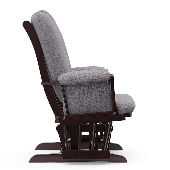 Storkcraft Tuscany Custom Glider and Ottoman with Free Lumbar Pillow (Espresso/Slate Gray Swirl) - Cleanable Upholstered Comfort Rocking Nursery Chair with Ottoman