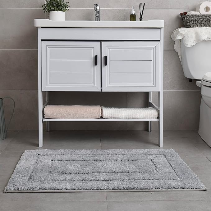 GRANNY SAYS Gray Bathroom Rugs, Bath Mats for Bathroom Non-Slip, Super Soft and Water Absorbent, Microfiber Bath Rugs, Machine Wash Dry, Large Bath Rugs for Floor, Tub and Shower 36 x 24