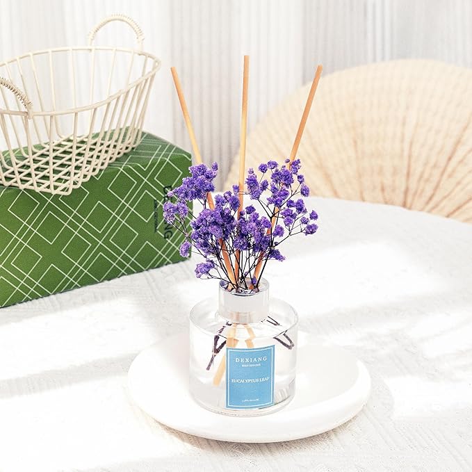 Reed Diffuser Set 3.38 oz (100ml) 2pcs,Eucalyptus/Lemon Verbena Scented Reed Diffuser Set,Reed Diffuser & 12pcs Reed Diffuser Sticks,Home & Kitchen| Home & Bathroom Decor，Fragrance and Gifts