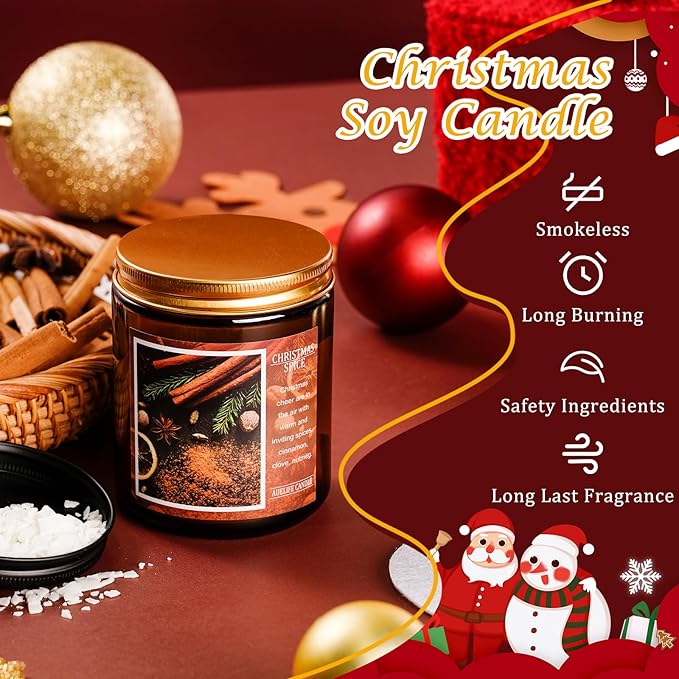 Christmas Tree Candle - Scented Aromatherapy Jar Candle for Home - Winter Holiday Gifts for Women and Men - 7 oz