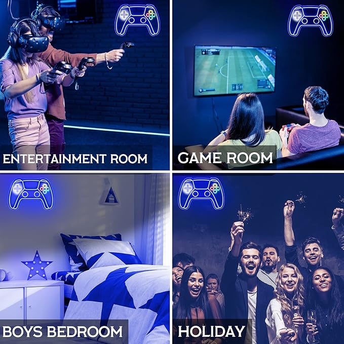 Gamer Neon Sign, Gamepad Shaped LED Neon Sign for Gamer Room Decor, Gaming Neon Sign for Boys Room Decor, Neon Gaming Sign for Gaming Wall Decor, USB Powered Gamer Gifts for Teens, Boys, Kids