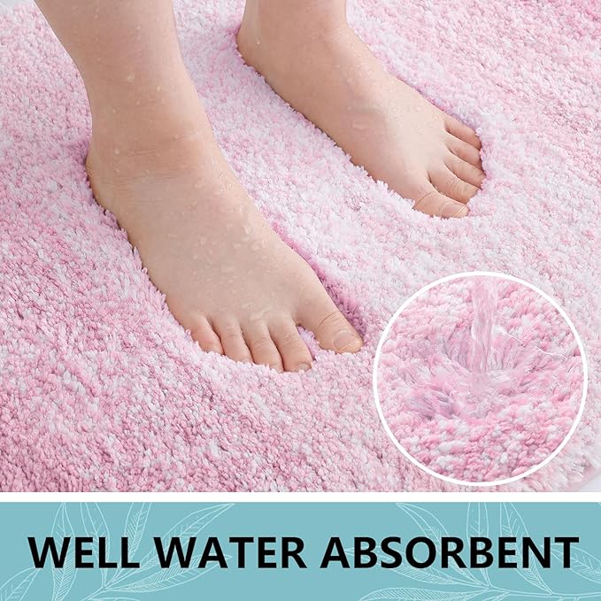 Arotive Microfiber Bathroom Rugs, Shaggy Soft and Absorbent Bath Rug, Non-Slip, Thick Plush Machine Washable Dry Bath Mats for Bathroom, Tub and Shower, 24x16, Mauve