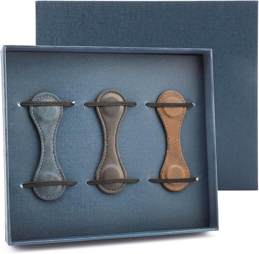 3 Pcs Magnetic Leather Bookmarks with Gift Box, Vintage Faux Leather Book Mark, Double-Sided Magnetic Bookmarks Supplies Gift for Men Women Read Book Lovers Father's Day Gift (Black + Blue + Coffee)