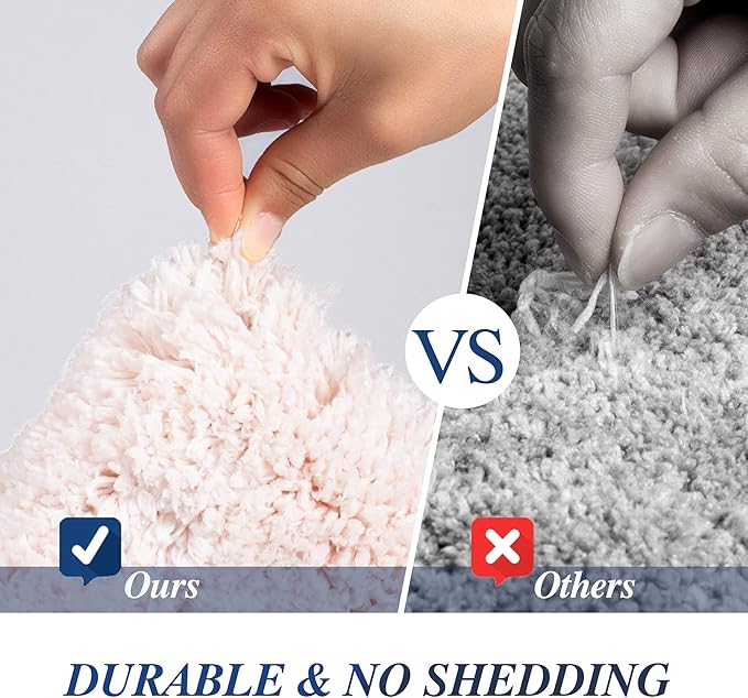 Walensee Contour Bath Rug (20 x 24, Ombre Pink) Non-Slip Water Absorbent Soft Microfiber Shaggy U-Shape Toilet Rug