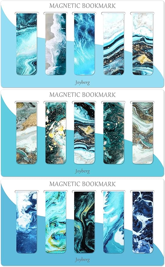 15 Pieces Bookmarks, Magnetic Bookmarks for Women, Men, Book Lovers, Page Markers for Students Teachers Reading (Multi Ocean)