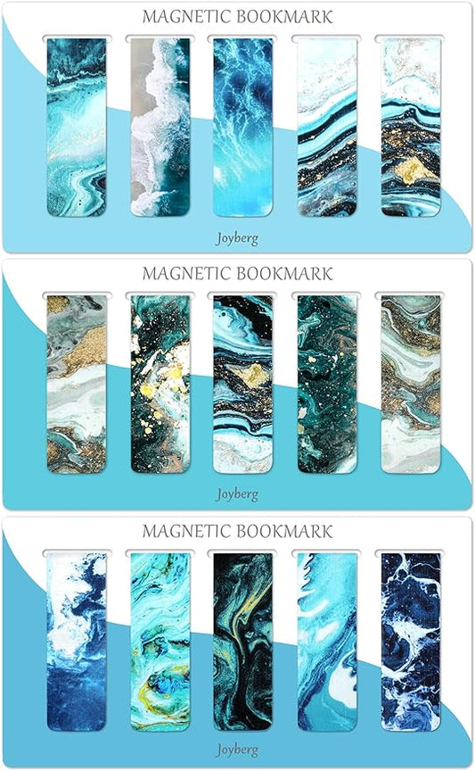 15 Pieces Bookmarks, Magnetic Bookmarks for Women, Men, Book Lovers, Page Markers for Students Teachers Reading (Multi Ocean)