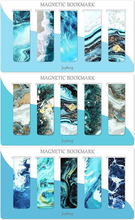 30 Pieces Bookmarks, Magnetic Bookmarks for Women, Men, Book Lovers, Page Markers for Students Teachers Reading (Multi Ocean)