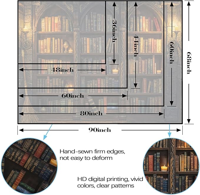 Lunerfex Vintage Bookshelf Library Tapestry Wall Decor Tapestry for Bedroom Art Tapestries Wall Hanging for Bedroom Living Room Bookshelf03 60"x80"