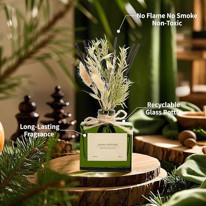 Reed Diffuser Set, 6 fl oz Ebony Rose Scent Diffuser with Sticks, Reed Diffusers for Home Office Decor, Home Fragrance Gift for Men & Women