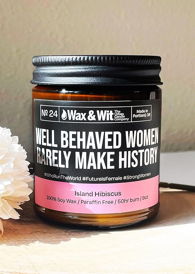 Wax & Wit Funny Soy Candle Gift for Women - Humorous, Aromatherapy Soy Wax Candle, Ideal for Housewarming, Coworker, Birthday – Island Hibiscus - 9oz