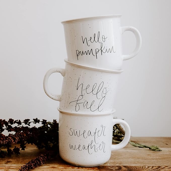 Sweet Water Decor Fall Coffee Mugs | Seasonal 16oz Ceramic Campfire Coffee Cup | Microwave & Dishwasher Safe Autumn Mug Great for Halloween, Pumpkin Spice Lattes & Thanksgiving (Pumpkin Spice)