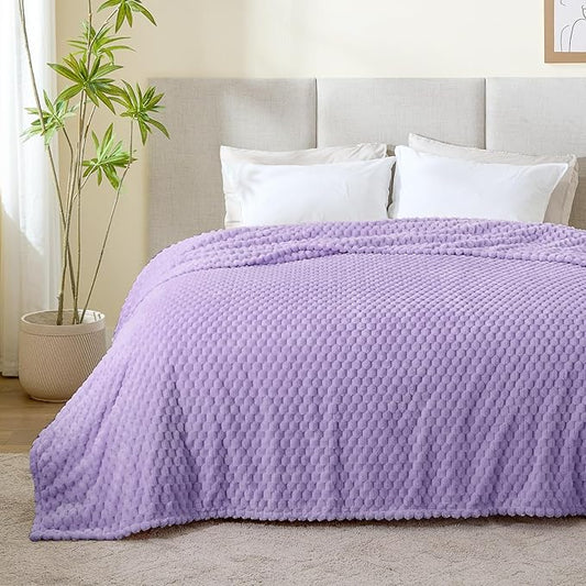 BEDELITE Jacquard Blanket - 3D Fleece Decorative Lavender King Size Throw, Super Soft and Cozy Warm Fuzzy Blanket All Seasons Suitable, 108x90Inches