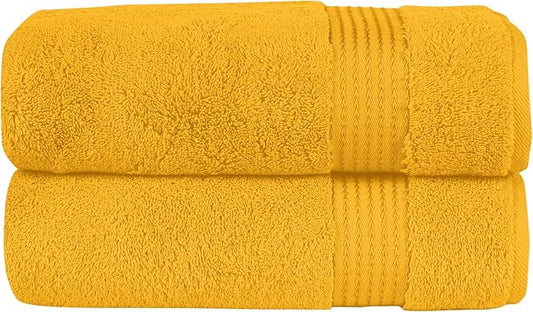 Elegant Comfort Premium Turkish Cotton 2 Pack Bath Towel Set - 27 x 54 inch, Luxurious Hotel Spa Quality 100% Turkish Cotton 2PC Bath Towel Set - Highly Absorbent - Soft Bathroom Towels, Orange