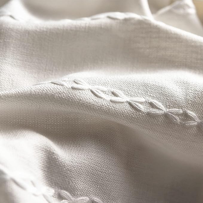 Sutuo Home Boho Curtains 72 Inches Length for Bedroom Living Room,Country Farmhouse Vintage Shabby Chic Tassels Window Treatment Bohemian Embroidery Drape, Rod Pocket 1 Panel 52" W x 72" L, White