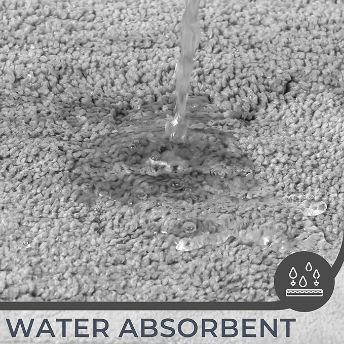 GRANNY SAYS Bathroom Toilet Rugs U Shaped, Bath Mats for Bathroom, Shower Room Rugs Non Slip Washable, Absorbent Microfiber Toilet Mat, Soft Plush Shaggy Bath Carpet, 20" x 24", Gray