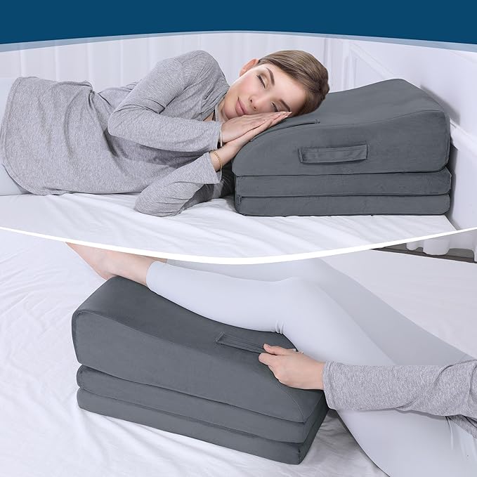 BALAPET Adjustable Leg Elevation Pillows, 10" Height Memory Foam Wedge Leg Rest Pillow for Circulation, Supportive Bolster Pillow for Pregnancy Relieves Pressure Hip Leg Elevation, Dark Grey