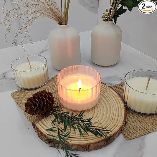 Scented Candle Set | Aroma Candle Collection: Versatile Decorative Candle Sets for Any Occasion (Scented Candle Set - Clear Ripple Cups - 6 pcs)