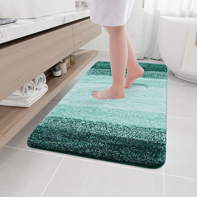 Arotive Microfiber Bathroom Rugs, Shaggy Soft and Absorbent Bath Rug, Non-Slip, Thick Plush Machine Washable Dry Bath Mats for Bathroom, Tub and Shower, 44x32, Dark Green