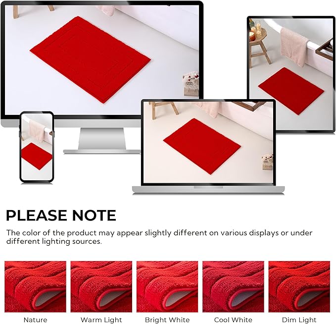 GRANNY SAYS Bathroom Rug, 16" X 24" Bath Rugs for Bathroom, Microfiber Cute Bath Mats, Washable Rug for Bath Tub, Bathroom Mat Non-Slip, Bath Decorations, Red