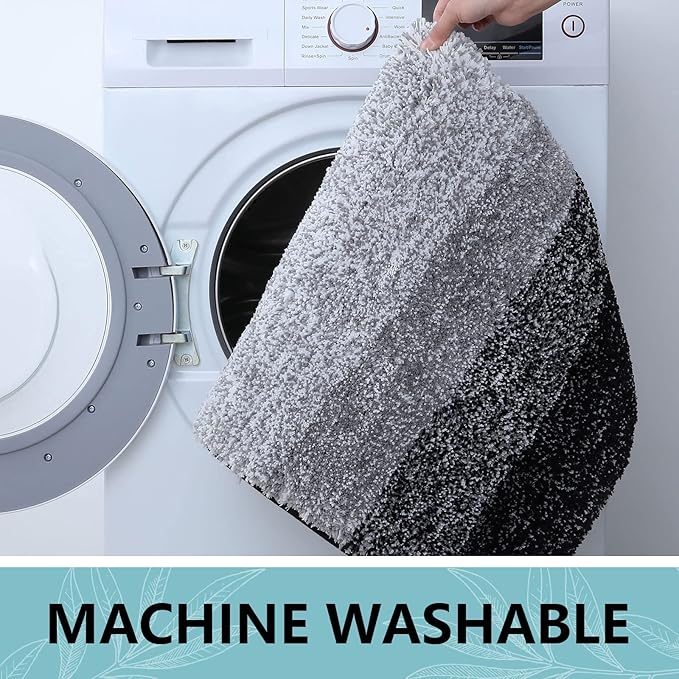 Arotive Microfiber Bathroom Rugs, Shaggy Soft and Absorbent Bath Rug, Non-Slip, Thick Plush Machine Washable Dry Bath Mats for Bathroom, Tub and Shower, 50x30, Black