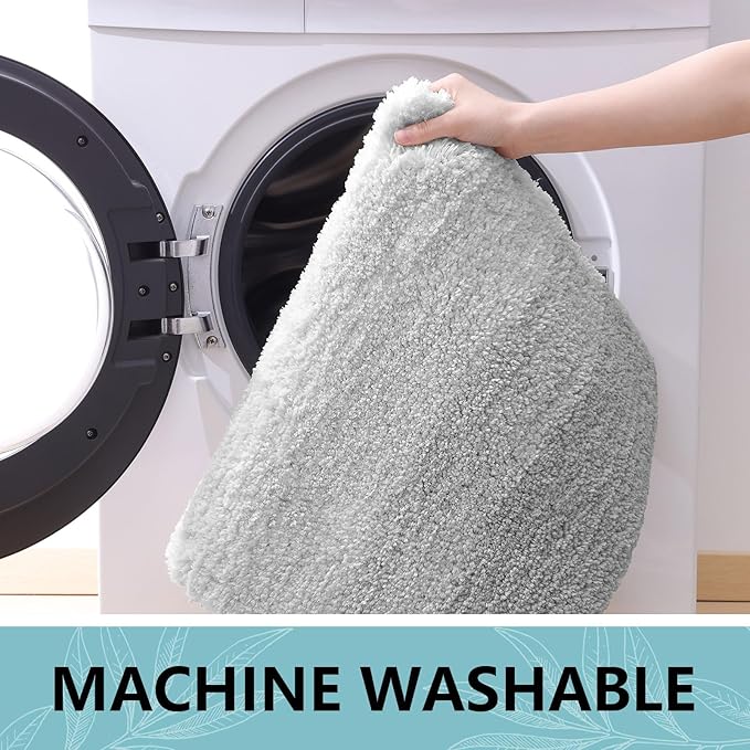 Arotive Microfiber Bathroom Rugs, Shaggy Soft and Absorbent Bath Rug, Non-Slip, Thick Plush Machine Washable Dry Bath Mats for Bathroom, Tub and Shower, 59x17, Light Grey