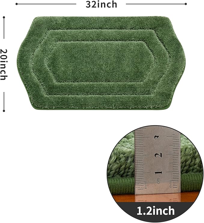 COSY HOMEER Extra Thick Bath Rugs for Bathroom - Anti-Slip Bath Linen Sets Mats Soft Plush 100% Strong Polyester Living Room Bedroom Water Absorbent(Green,20x32 - Inches)