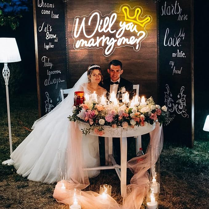 Will You Marry Me Neon Sign for Wall Decor,Will You Marry Me Sign Proposal Decorations,Marry Me Wedding Sign for Proposal,Wedding Party,Valentines Day,Marry Me Light up Decor,15.7 * 8.7 inch(D252)