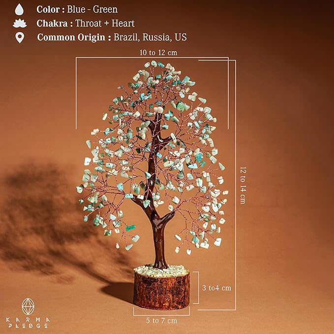 Crystal Tree of Life Amazonite Healing Crystal Trees for Home & Office Decoration, Handmade Crystal Money Bonsai Trees for Positive Energy, Good Luck, Christmas Decor, Birthday Gifts for Women, Mom