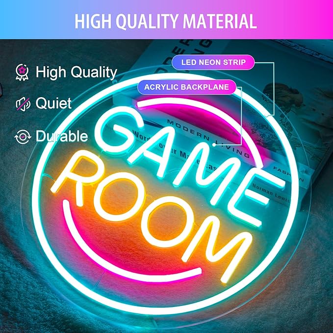 Gamer Neon Sign for Gamer Room Decor, Dimmable Gamer Room Neon Signs for Wall Decor, USB Powered Bright LED Neon Gaming Signs for Boys Room, Gamer Gifts for Teenage Boys, Kids(13.3”x13.3”)