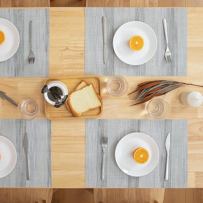 Winknowl Placemats Set of 6, Heat Resistant Stain Resistant Woven Vinyl Insulation Place mats, Durable Washable Elegant Table Mats for Kitchen Dining Table Decor (Lightsteel Blue)